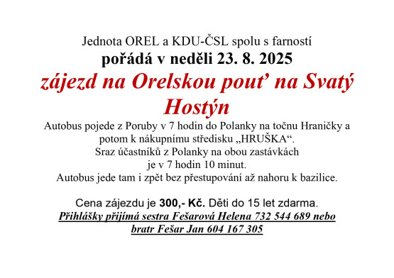 ZÁJEZD NA SVATÝ HOSTÝN